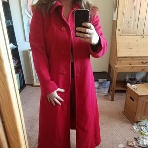 Real Red Wool Winter Jacket Size L